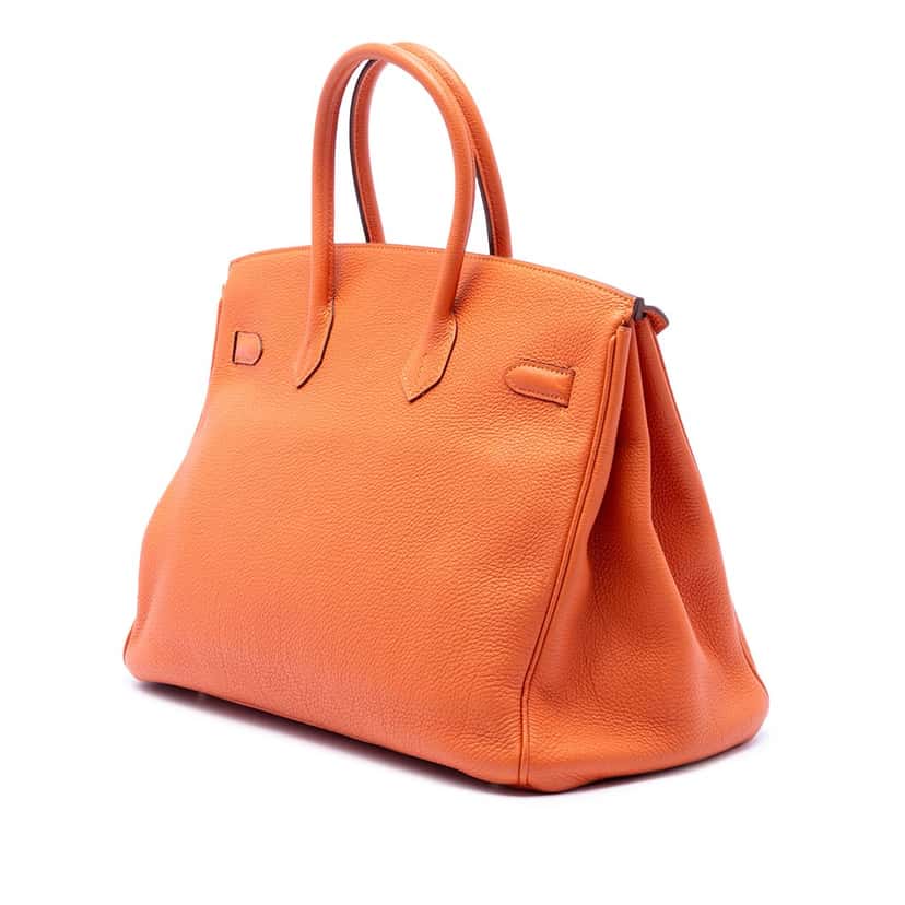 Hermès Togo Birkin Retourne 35 Orange Leather Very good condition - Back View