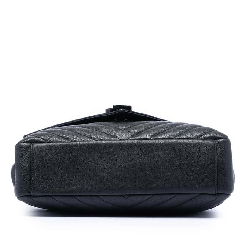 Saint Laurent Medium Chevron Sheepskin Monogram College Satchel Black Leather Very good condition - Inside View