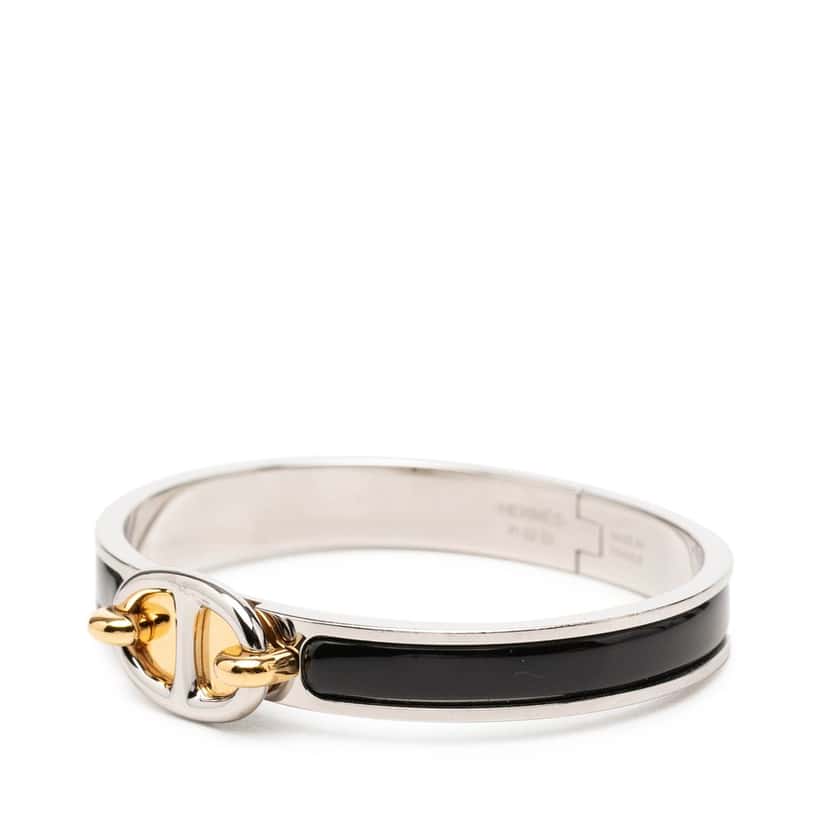 Hermès Mini Enamel Clic Chaine d Ancre Bracelet PM Black Very good condition - Back View