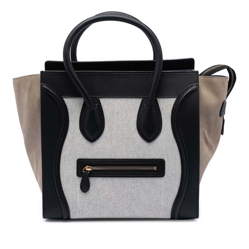 Celine Mini Canvas and Suede Tricolor Luggage Tote Other Very good condition - Front View