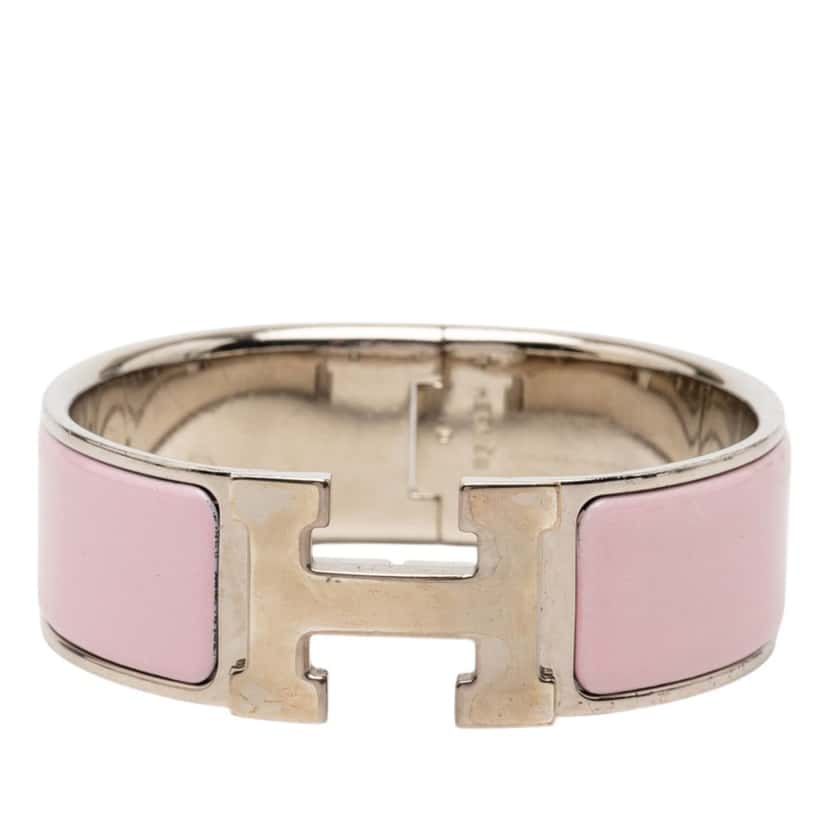 Hermès Wide Enamel Clic Clac H Bracelet GM Pink Very good condition - Front View