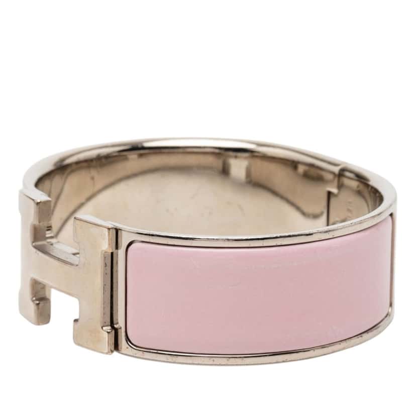 Hermès Wide Enamel Clic Clac H Bracelet GM Pink Very good condition - Back View