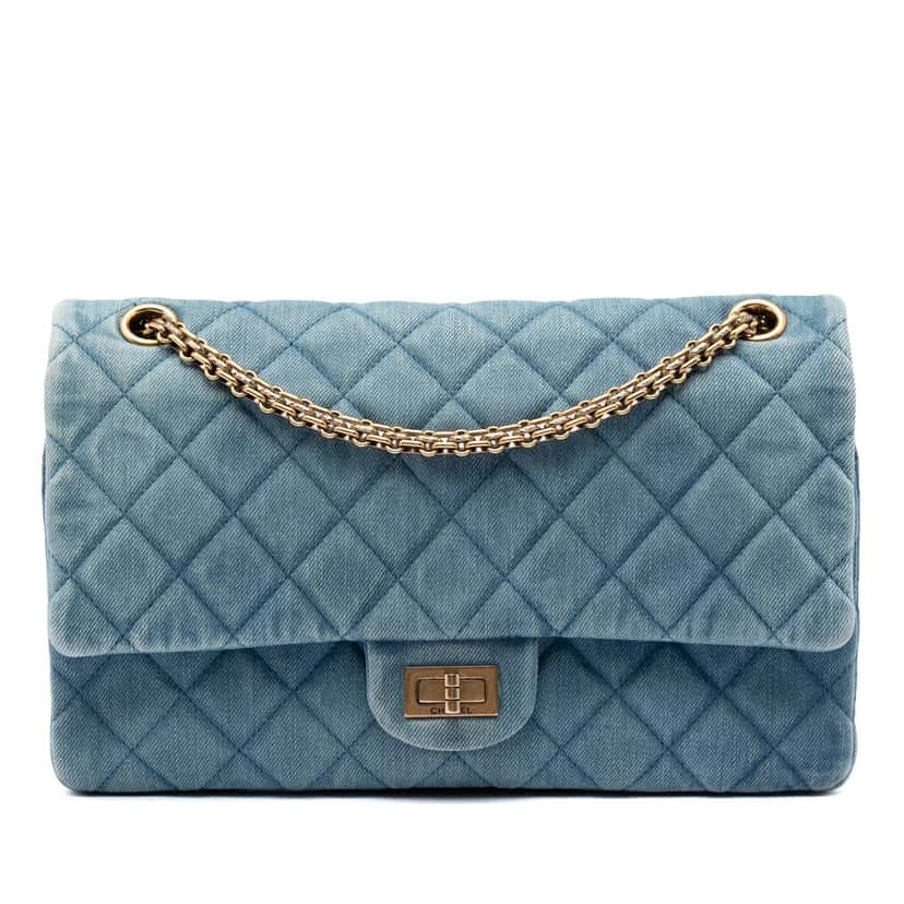 Chanel Quilted Denim Reissue 2.55 Double Flap 226 Blue Very good condition - Front View