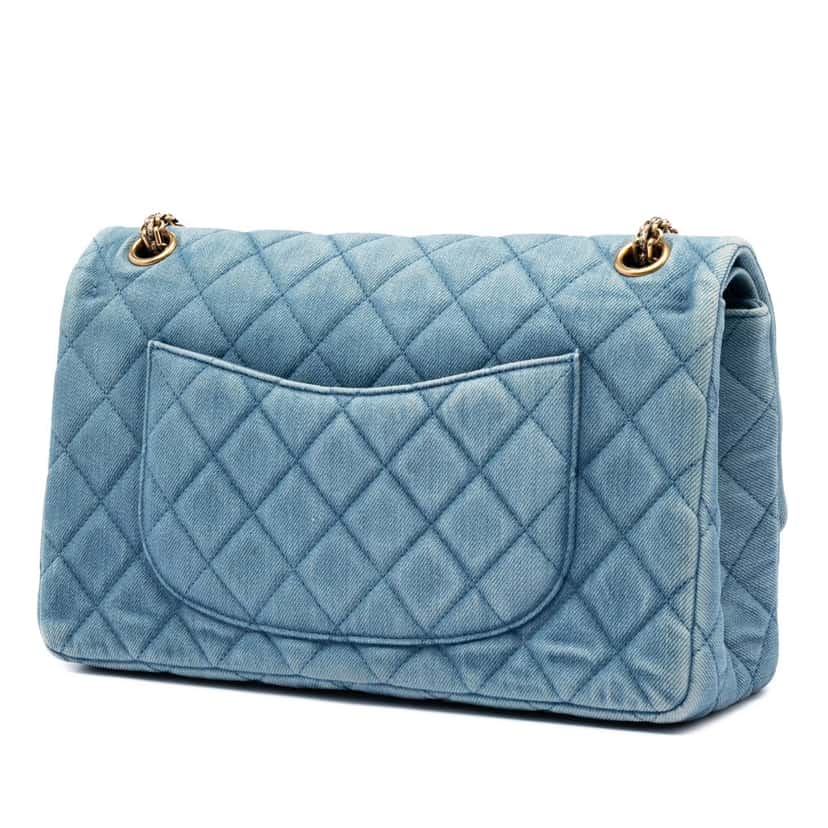 Chanel Quilted Denim Reissue 2.55 Double Flap 226 Blue Very good condition - Back View