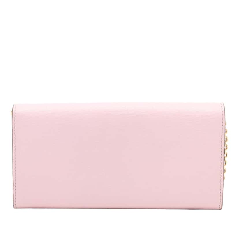 Fendi Studded Leather Monster Eyes Tube Wallet On Chain Pink Leather Very good condition - Back View