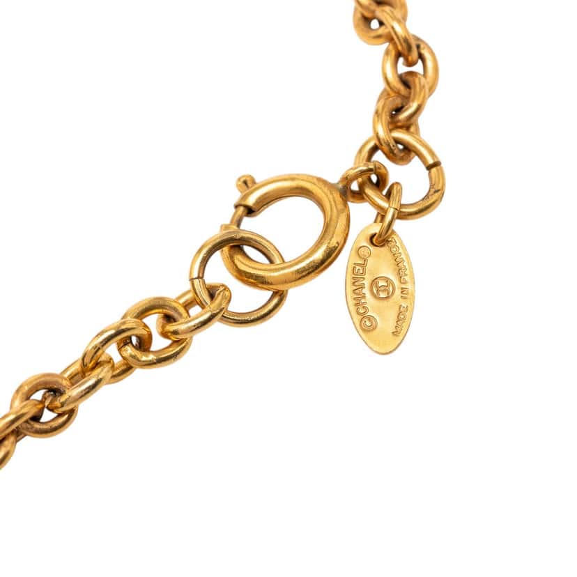 Chanel Gold Plated Faux Pearl 6 Point Star Pendant Necklace Gold Metal Very good condition - Box View