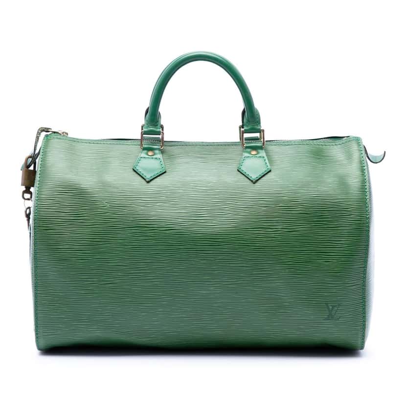 Louis Vuitton Epi Speedy 35 Green Leather Very good condition - Front View