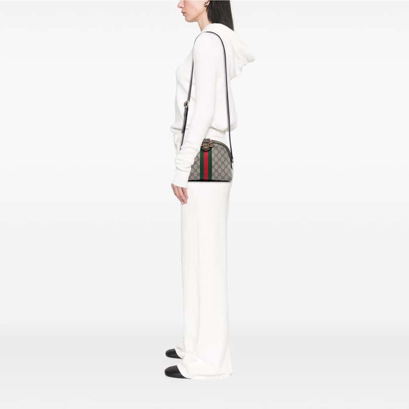 Gucci Small GG Supreme Web Ophidia Dome Crossbody Beige Very good condition - Box View