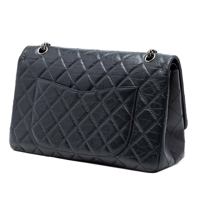 Chanel Quilted Aged Calfskin Reissue 2.55 Double Flap 227 Black Leather Very good condition - Back View
