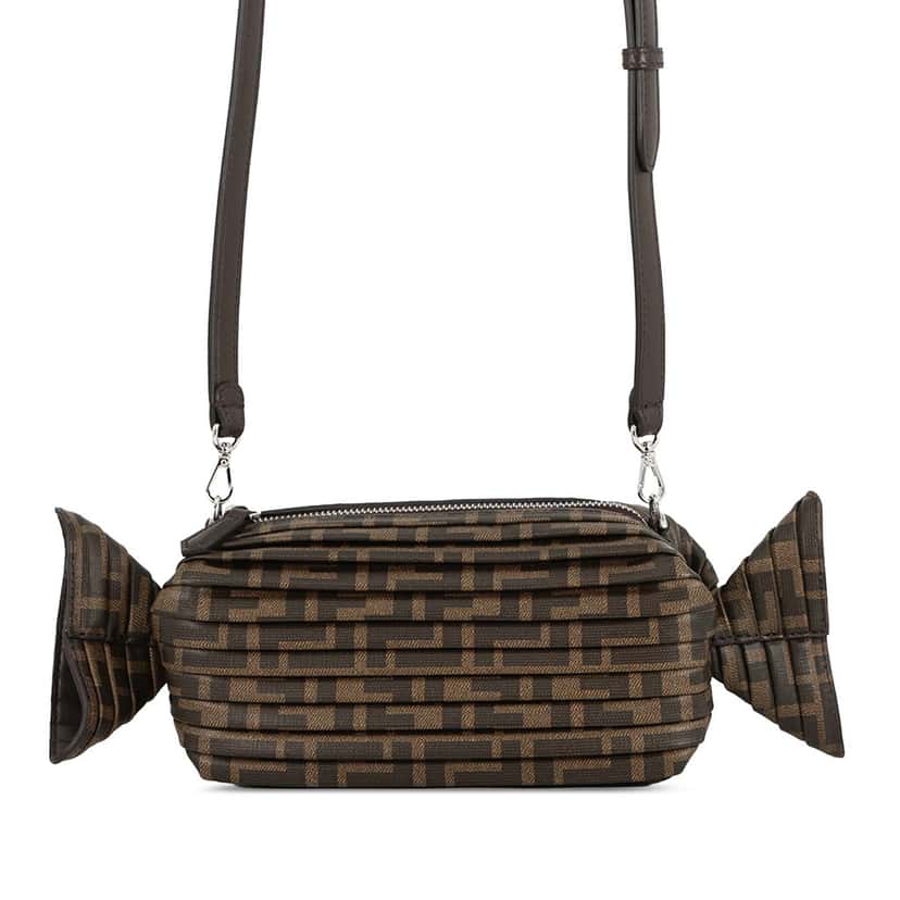 Fendi Zucca Coated Canvas Caramella Candy Camera Bag Brown Very good condition - Front View