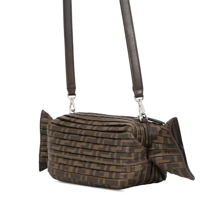 Fendi Zucca Coated Canvas Caramella Candy Camera Bag Brown Very good condition - Back View