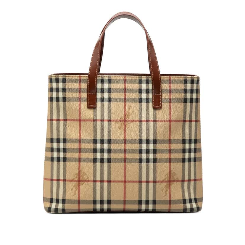 Burberry Haymarket Check Coated Canvas Tote Beige Very good condition - Front View