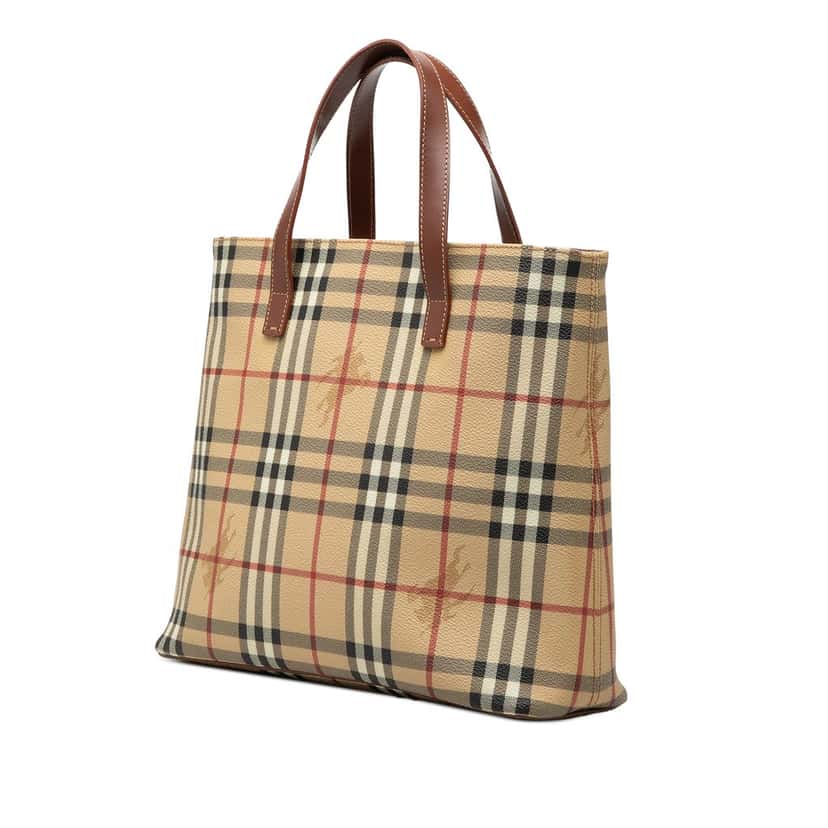 Burberry Haymarket Check Coated Canvas Tote Beige Very good condition - Back View