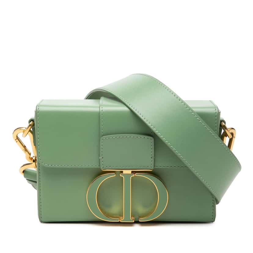 Dior Micro Smooth Calfskin 30 Montaigne Flap Green Leather Very good condition - Front View
