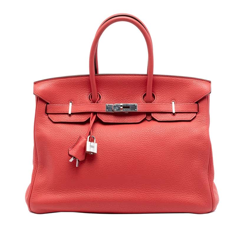 Hermès Clemence Birkin Retourne 35 Red Leather Very good condition - Front View