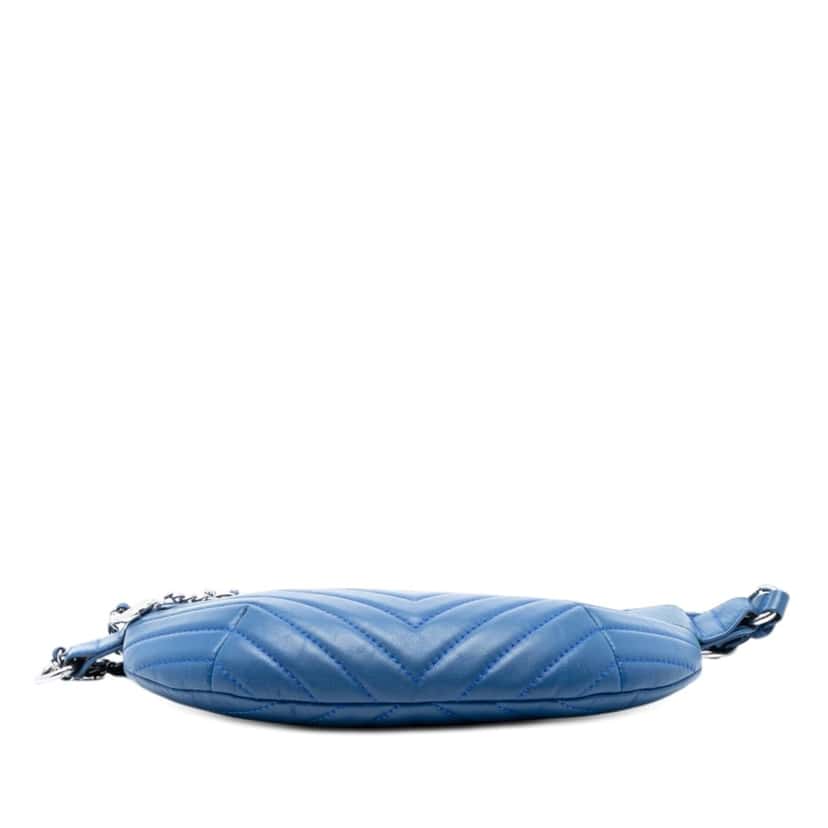 Chanel CC Chevron Lambskin Top Zip Belt Bag Blue Leather Very good condition - Inside View