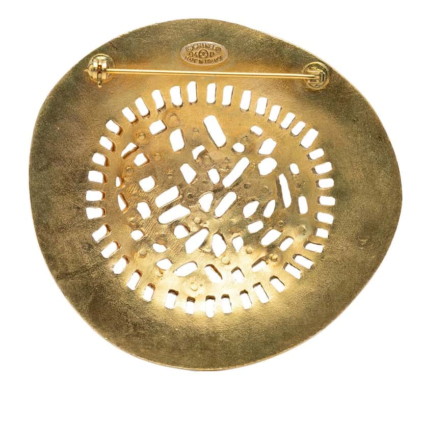 Chanel Gold Plated Hat Pin Brooch Gold Metal Very good condition - Back View