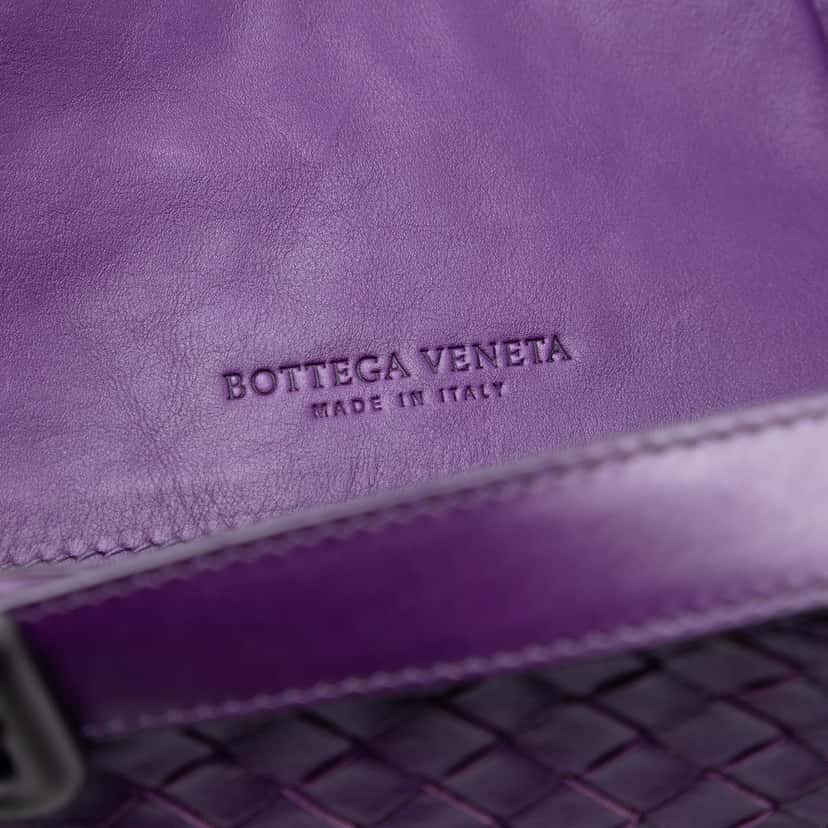 Bottega Veneta Intrecciato Trimmed Nappa Satchel Purple Leather Very good condition - Box View