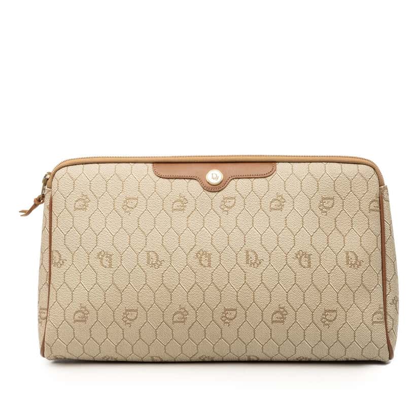 Dior Honeycomb Coated Canvas Clutch Beige Very good condition - Front View