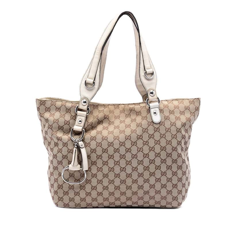 Gucci Medium GG Canvas Icon Bit Tote Beige Very good condition - Front View