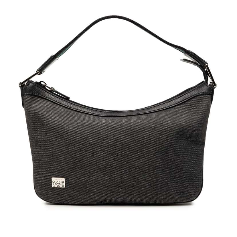 Gucci Denim Web Shoulder Bag Black Very good condition - Front View