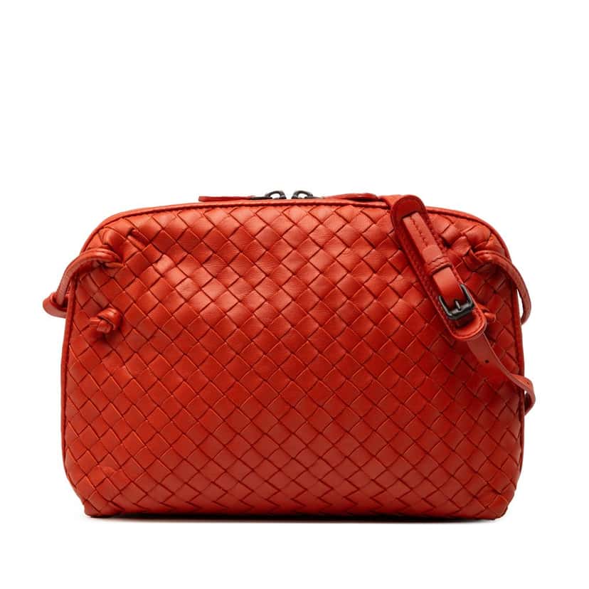 Bottega Veneta Nappa Intrecciato Nodini Crossbody Orange Leather Very good condition - Front View