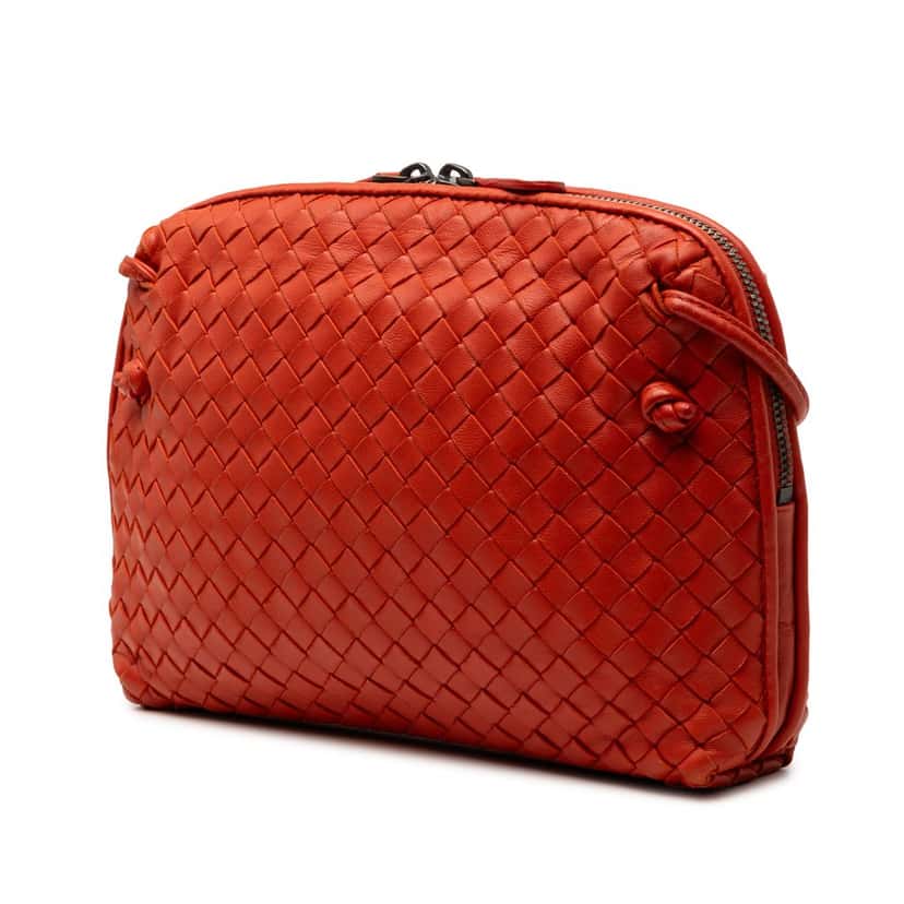 Bottega Veneta Nappa Intrecciato Nodini Crossbody Orange Leather Very good condition - Back View
