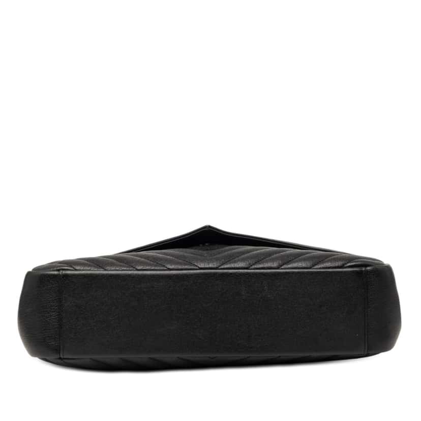 Saint Laurent Large Chevron Sheepskin Monogram College Bag Black Leather Very good condition - Inside View
