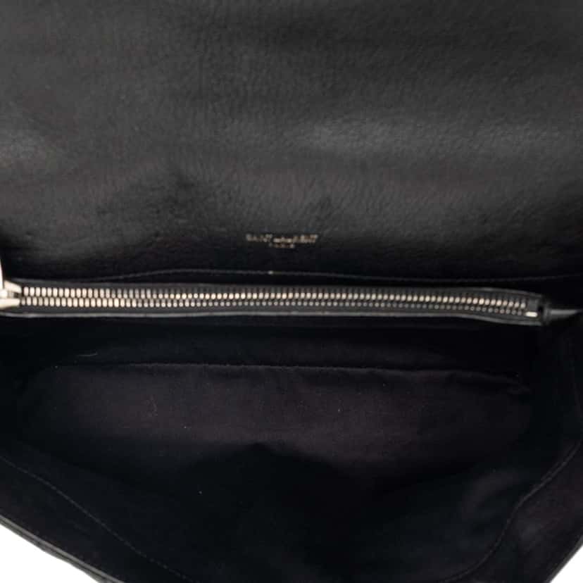 Saint Laurent Large Chevron Sheepskin Monogram College Bag Black Leather Very good condition - Model View