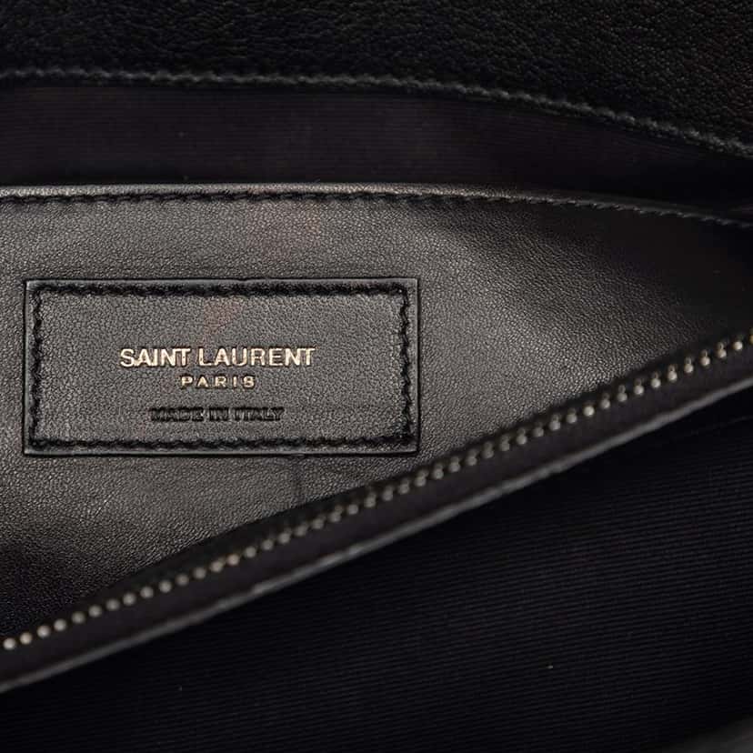 Saint Laurent Large Chevron Sheepskin Monogram College Bag Black Leather Very good condition - Box View