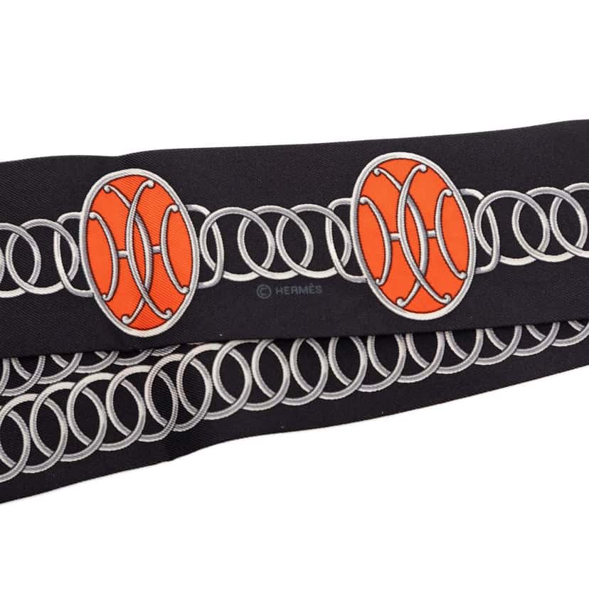 Hermès Lift Profile Silk Twilly Scarf Black Very good condition - Inside View