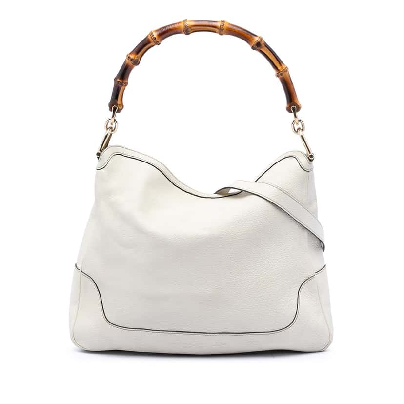 Gucci Calfskin Bamboo Diana Satchel White Leather Very good condition - Front View
