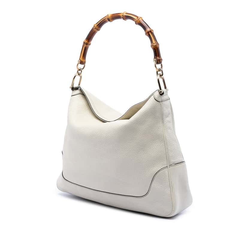 Gucci Calfskin Bamboo Diana Satchel White Leather Very good condition - Back View