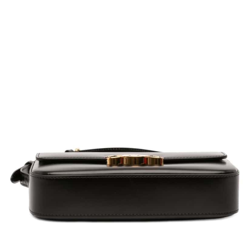 Celine Shiny Calfskin Triomphe Claude Shoulder Bag Black Leather Very good condition - Inside View