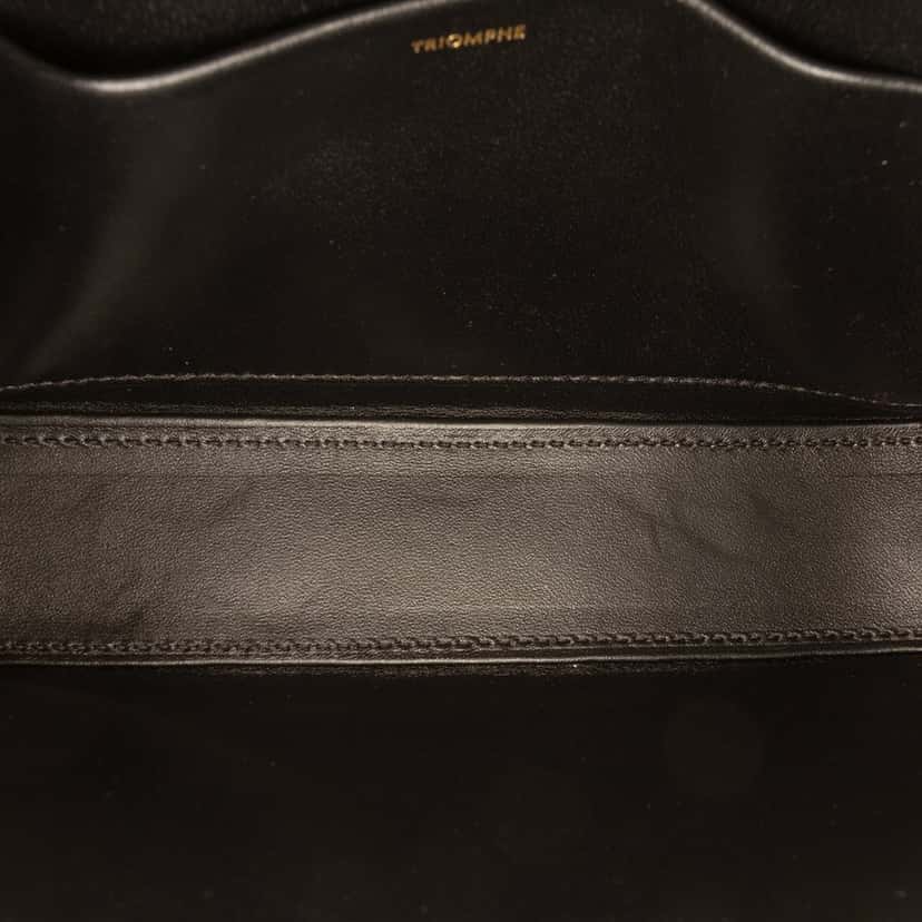 Celine Shiny Calfskin Triomphe Claude Shoulder Bag Black Leather Very good condition - Model View