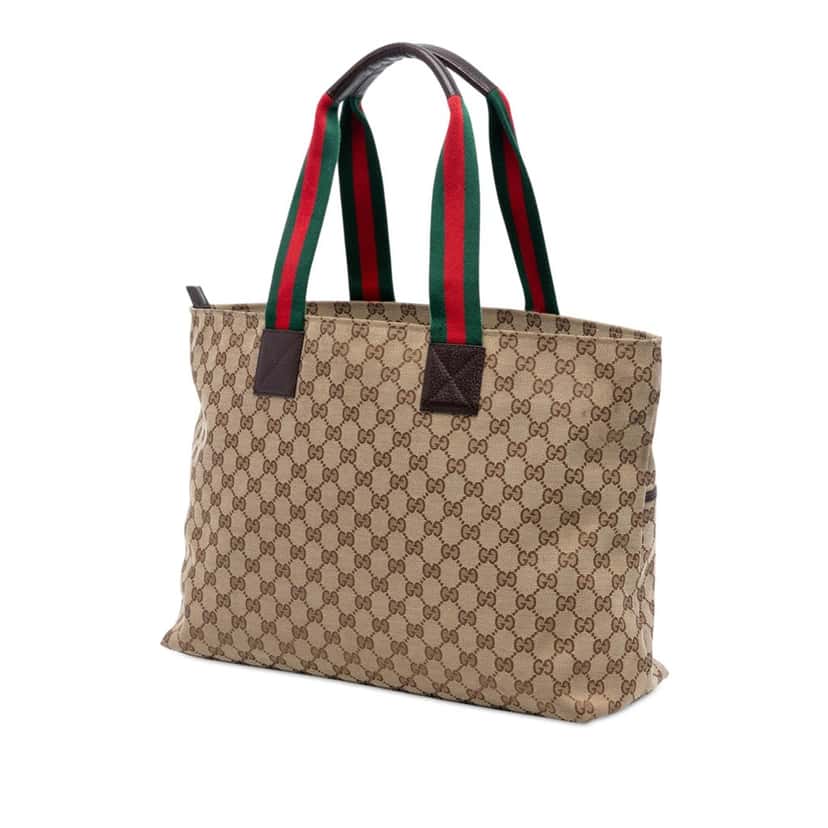 Gucci GG Canvas Web Tote Beige Very good condition - Back View