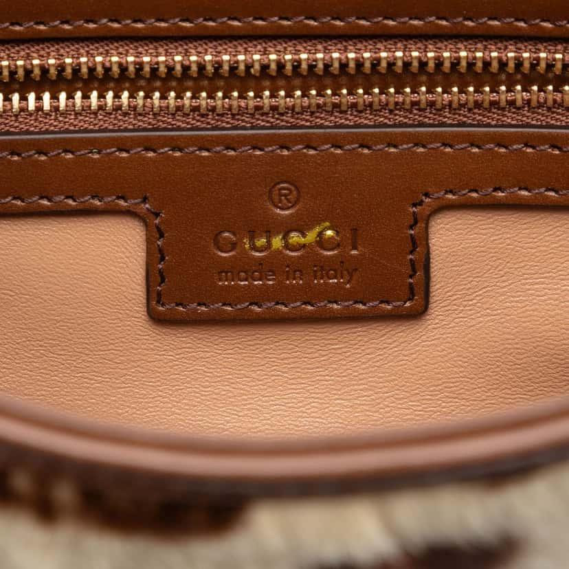 Gucci HA HA HA Small Pony Hair and Leather Leopard Print Jackie 1961 Crossbody Beige Very good condition - Box View