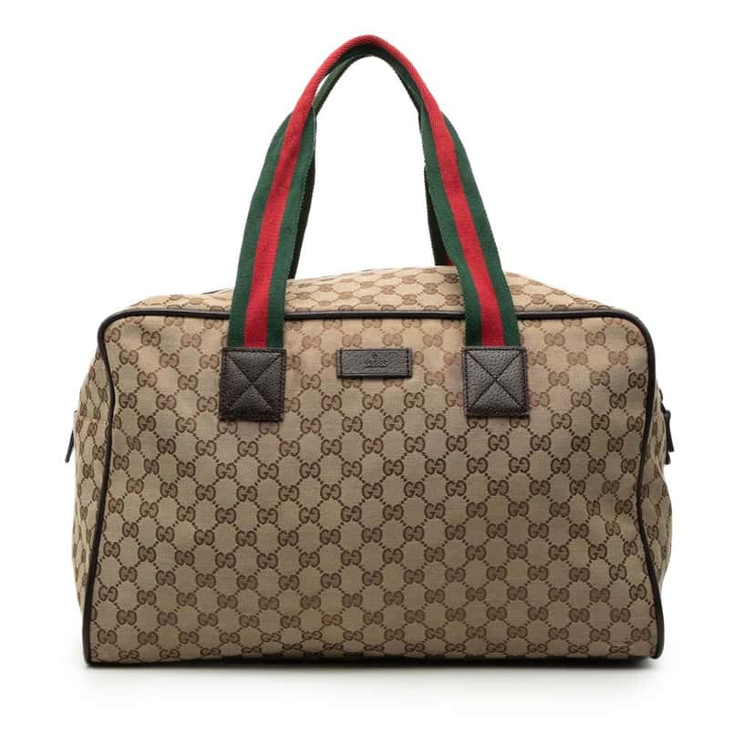 Gucci GG Canvas Web Duffle Bag Beige Very good condition - Front View