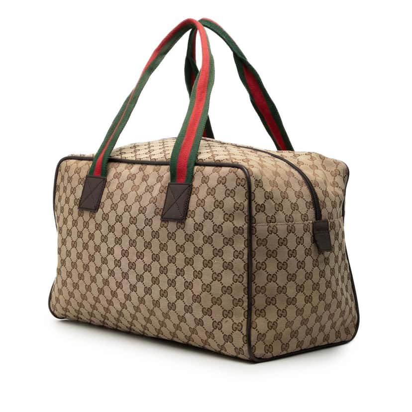 Gucci GG Canvas Web Duffle Bag Beige Very good condition - Back View