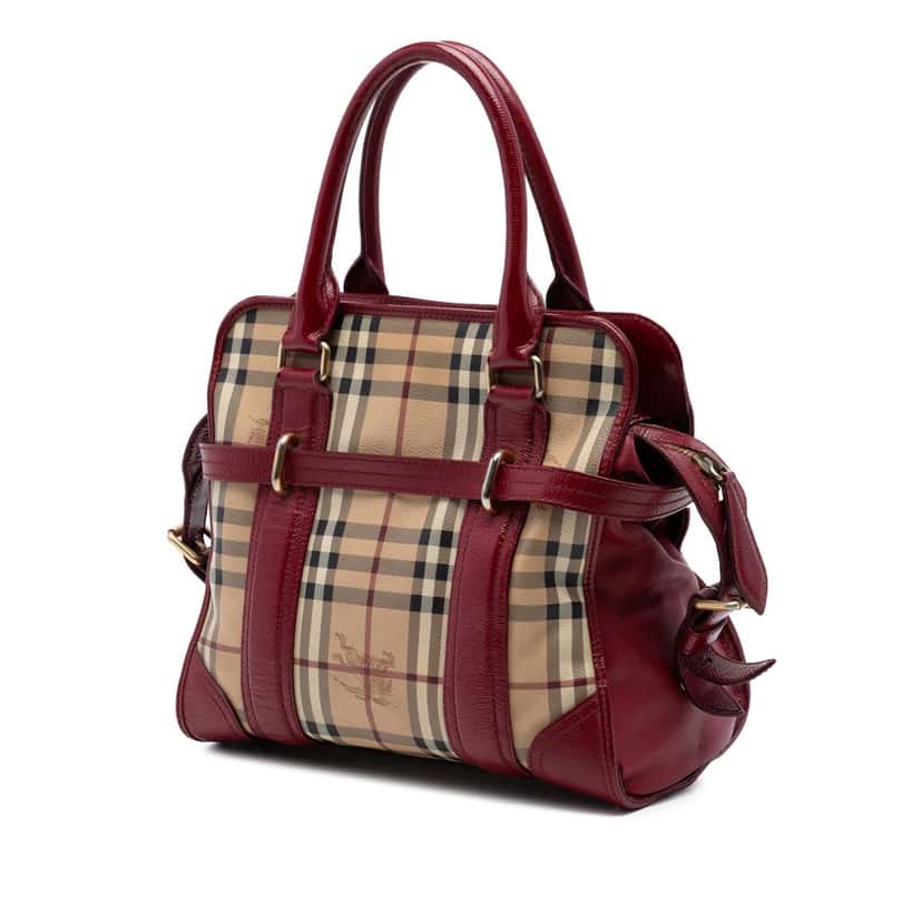 Burberry Haymarket Check Coated Canvas Minford Portrait Satchel Beige Very good condition - Back View