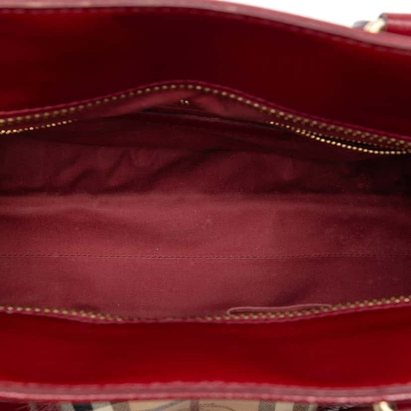 Burberry Haymarket Check Coated Canvas Minford Portrait Satchel Beige Very good condition - Model View