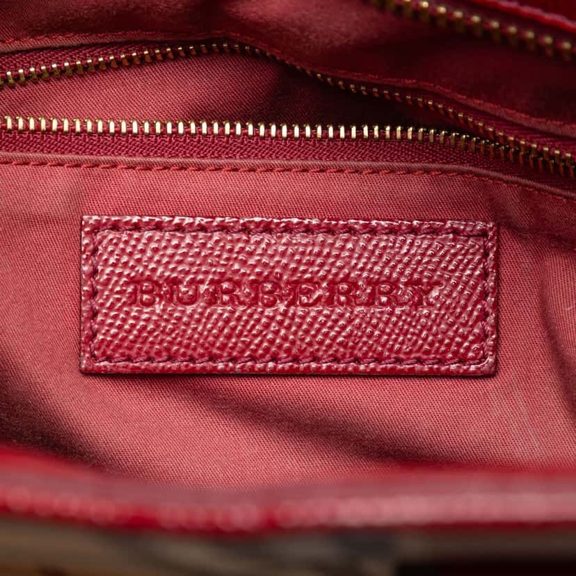 Burberry Haymarket Check Coated Canvas Minford Portrait Satchel Beige Very good condition - Box View