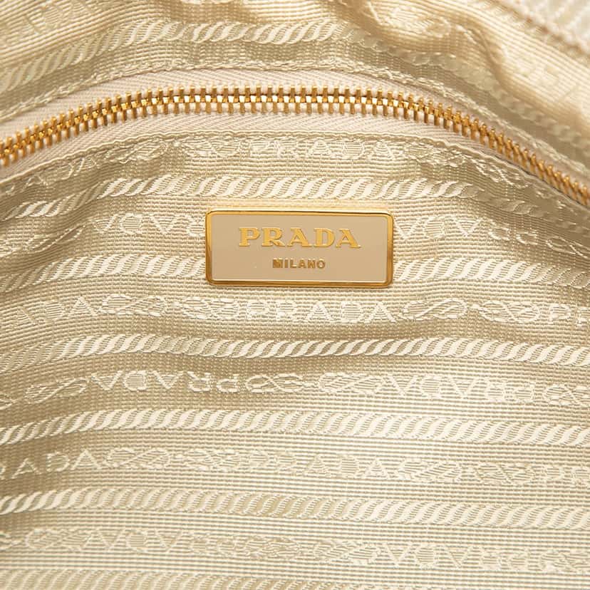 Prada Large Denim Canapa Logo Satchel White Very good condition - Box View