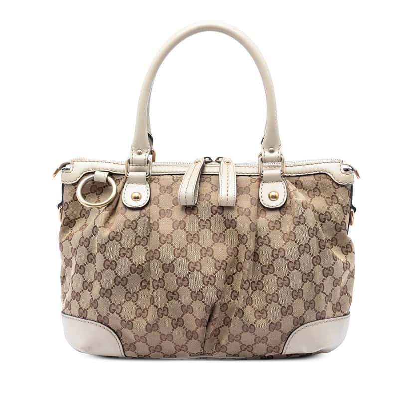 Gucci GG Canvas Sukey Satchel Beige Very good condition - Front View