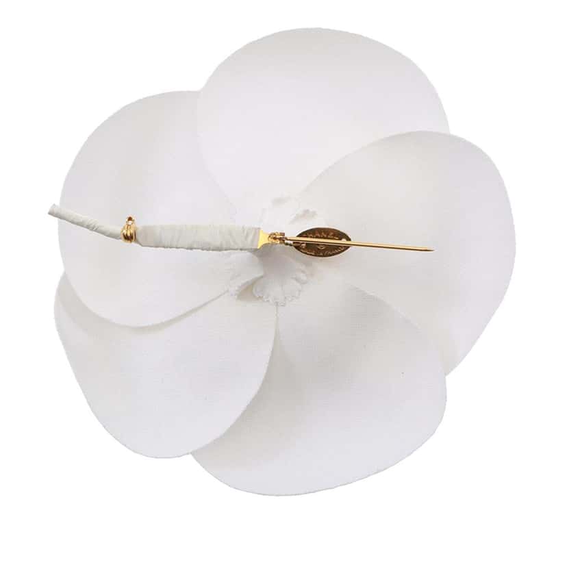 Chanel Canvas Camellia Brooch White Very good condition - Back View