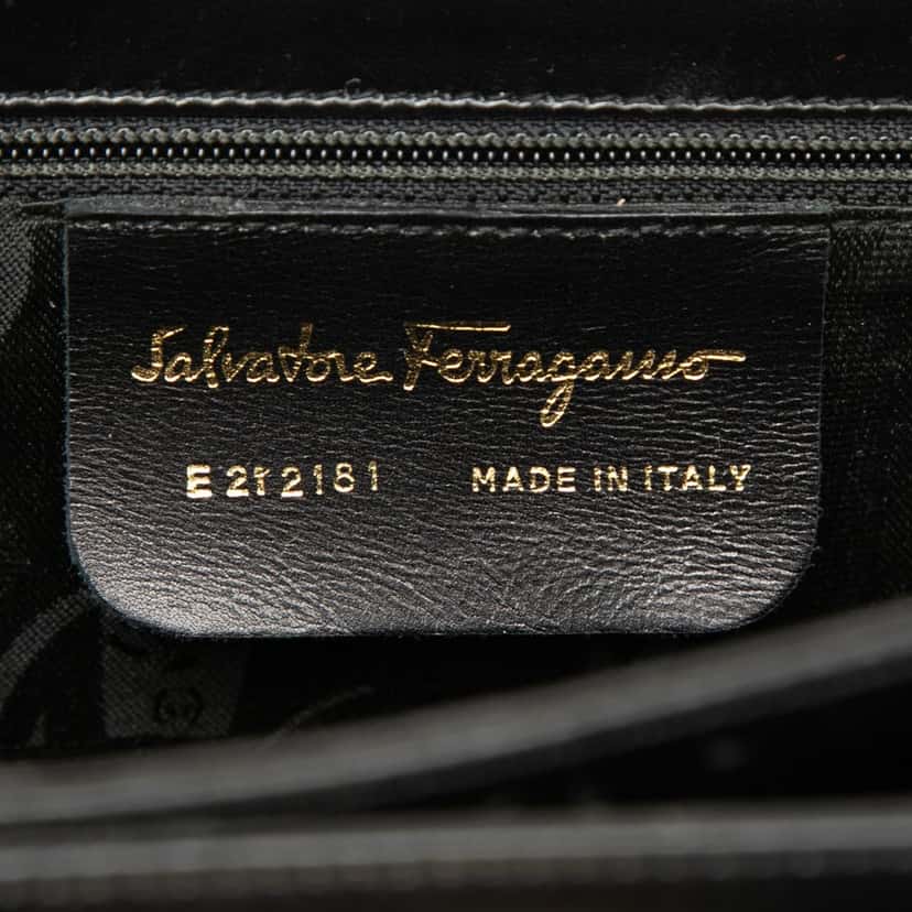 Salvatore Ferragamo Leather Gancini Iconic Top Handle Bag Black Leather Very good condition - Box View