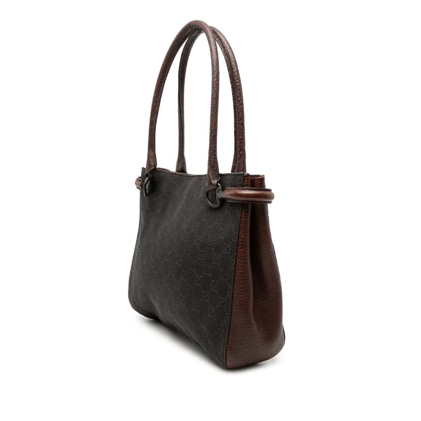Gucci GG Denim Shoulder Bag Brown Very good condition - Back View