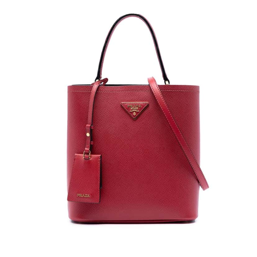 Prada Medium Saffiano Cuir Panier Satchel Red Leather Very good condition - Front View