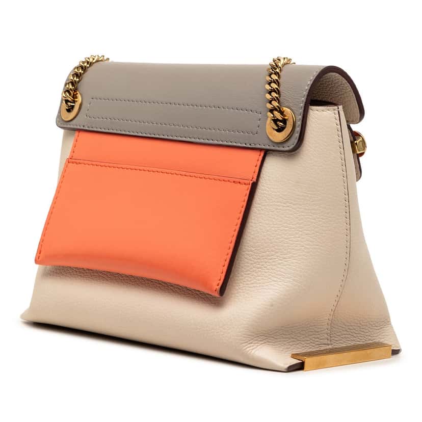 Chloé Small Tricolor Leather Clare Crossbody Beige Leather Very good condition - Back View