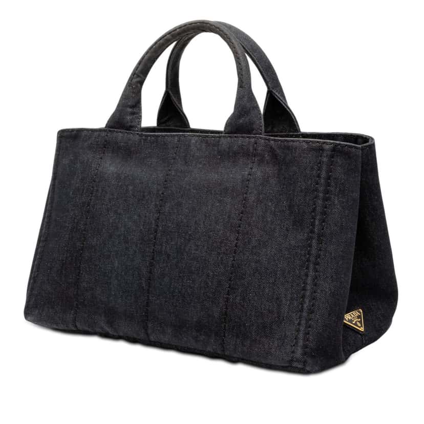 Prada Denim Canapa Logo Satchel Black Very good condition - Back View